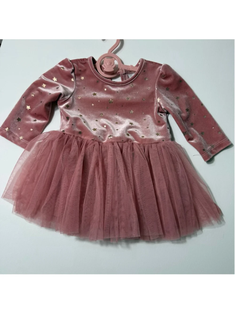 Baby The Children's Place Pink Gold Star Velvet Tulle Dress 6-9 Months